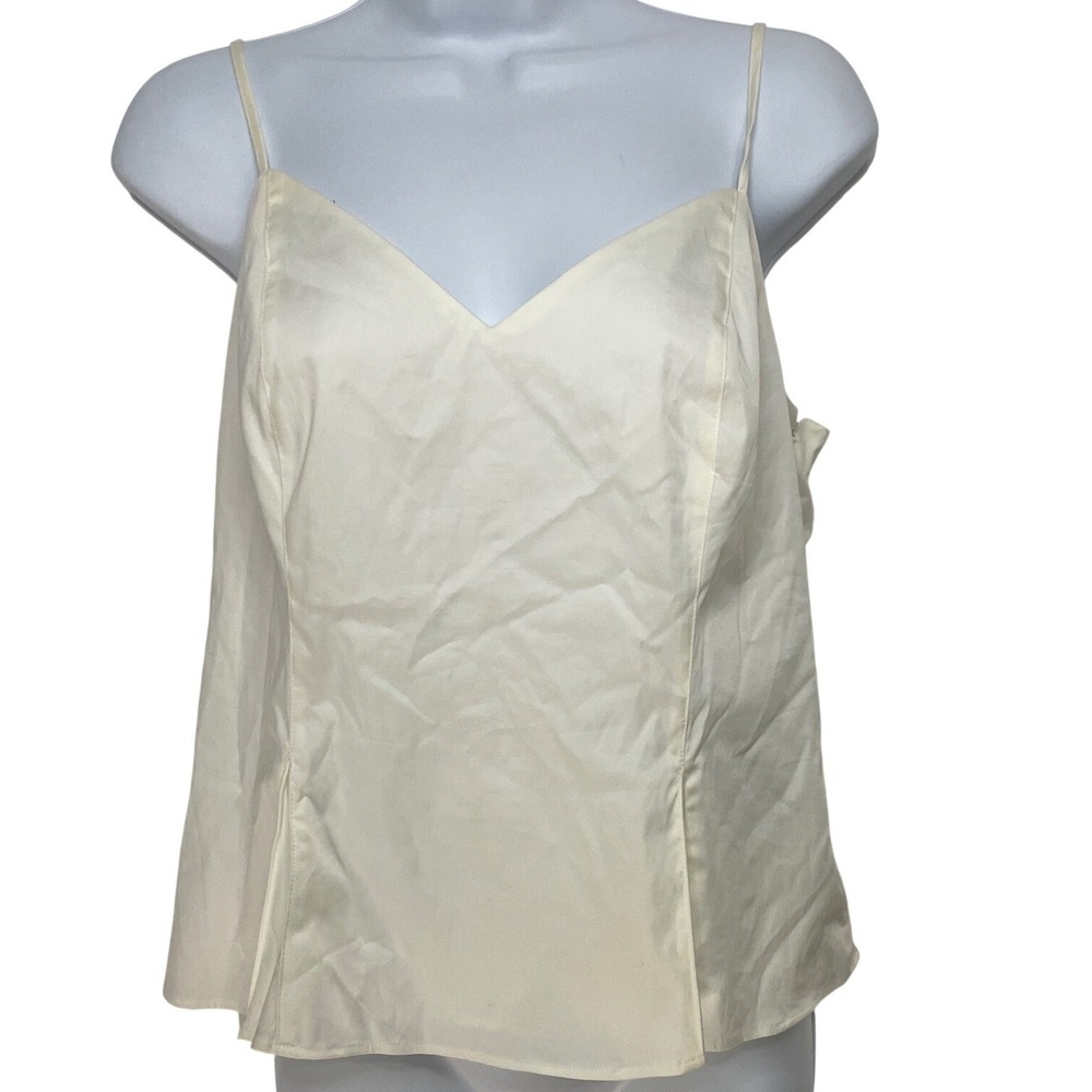 Elizabeth and James Women Camisole V-Neck Smocked L Ivory Minimalist Luxury Chic